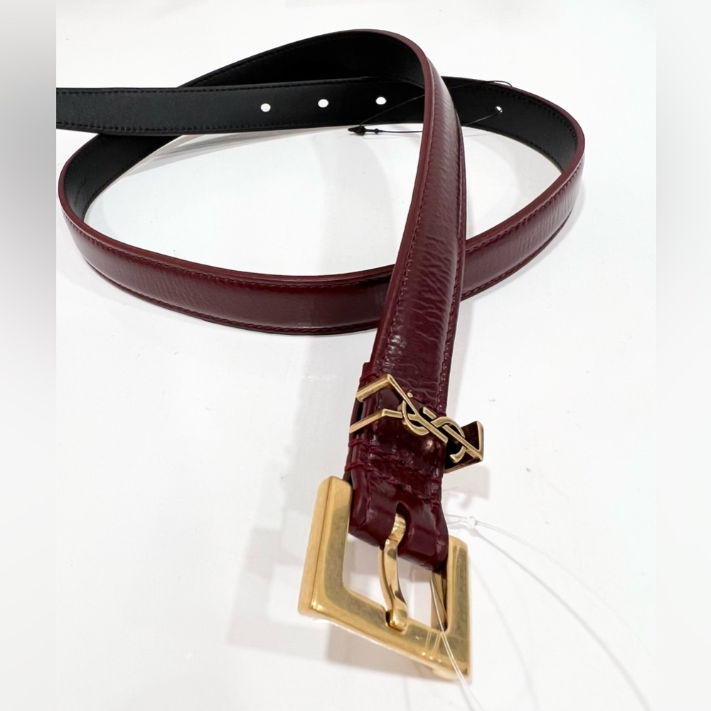 Saint Laurent Cassandre Thin Belt With Square Buckle In Shiny Leather - Picture 6 of 13